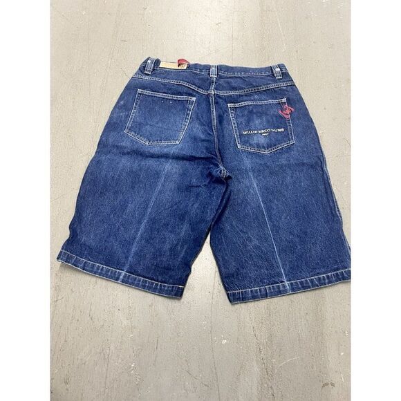 Vintage Willie Esco Denim Shorts 40 Mens Blue Baggy Fit Wide Leg Embroidered Y2K - Picture 2 of 6